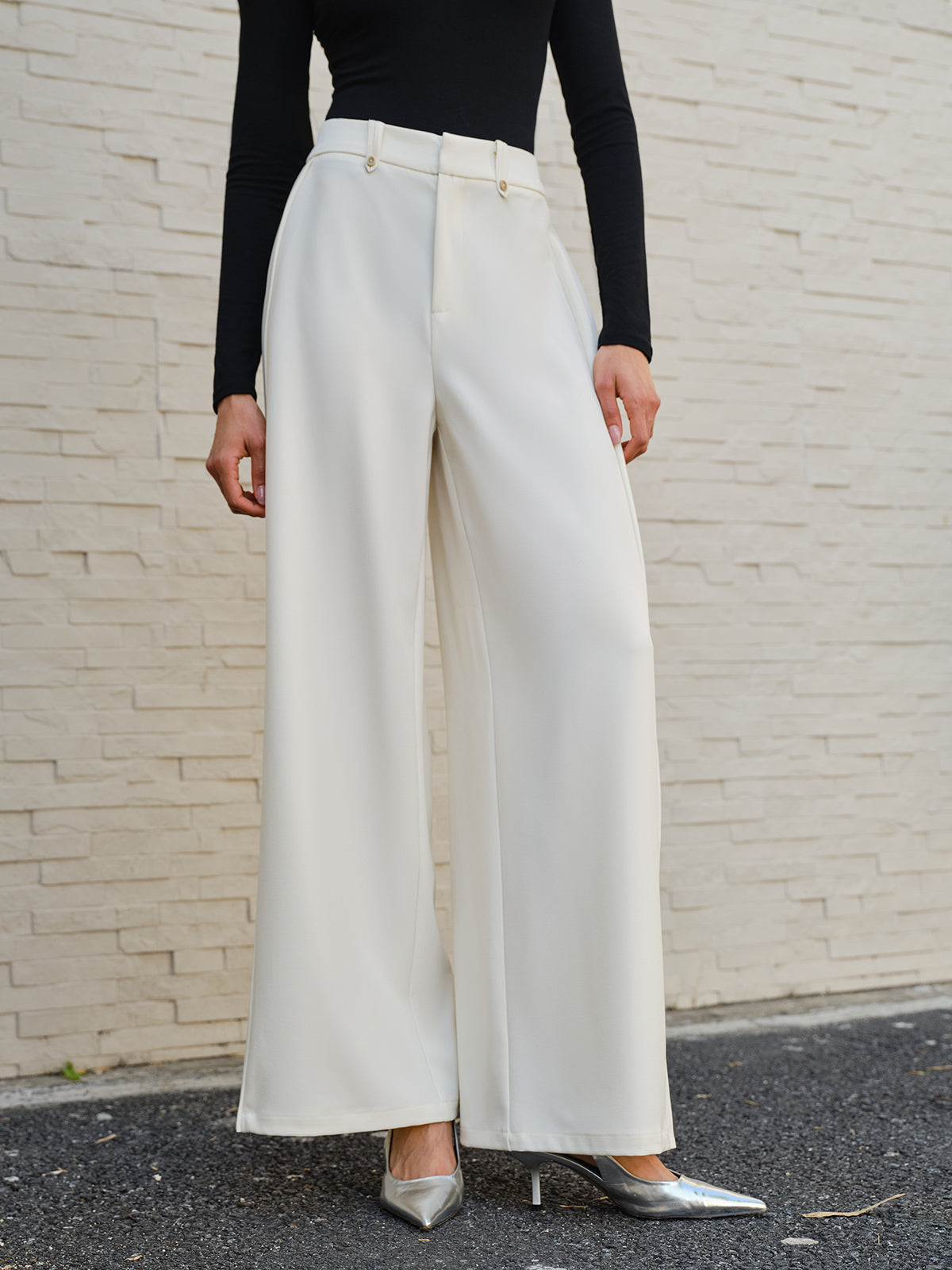 Wide Leg Broek met Zijplooien