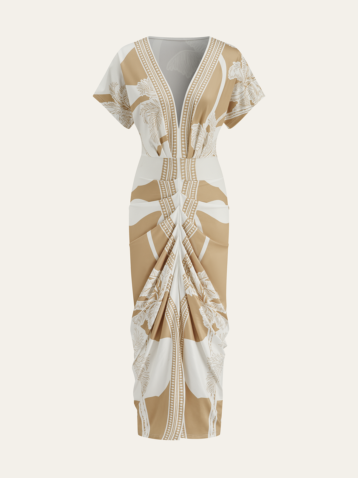 Navy Orchid Midi Jurk met Diepe Halslijn