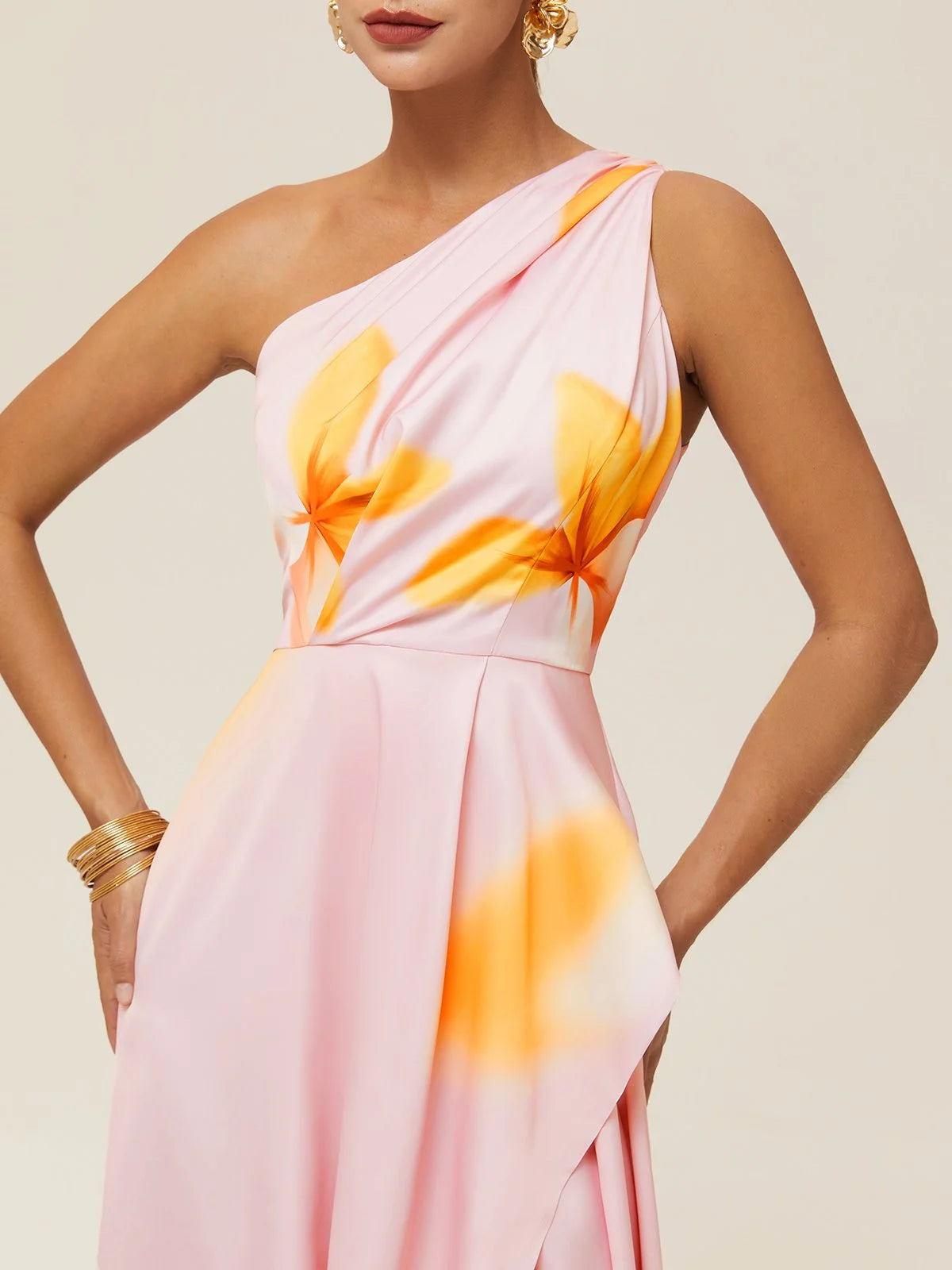 Laure Atelier – Sunset Bloom One-Shoulder Maxi Dress