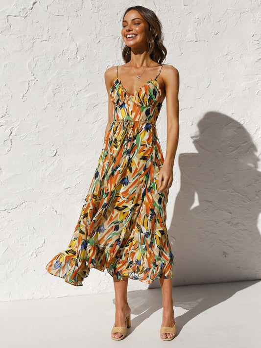 Tropical Breeze Ruffle Maxi Jurk