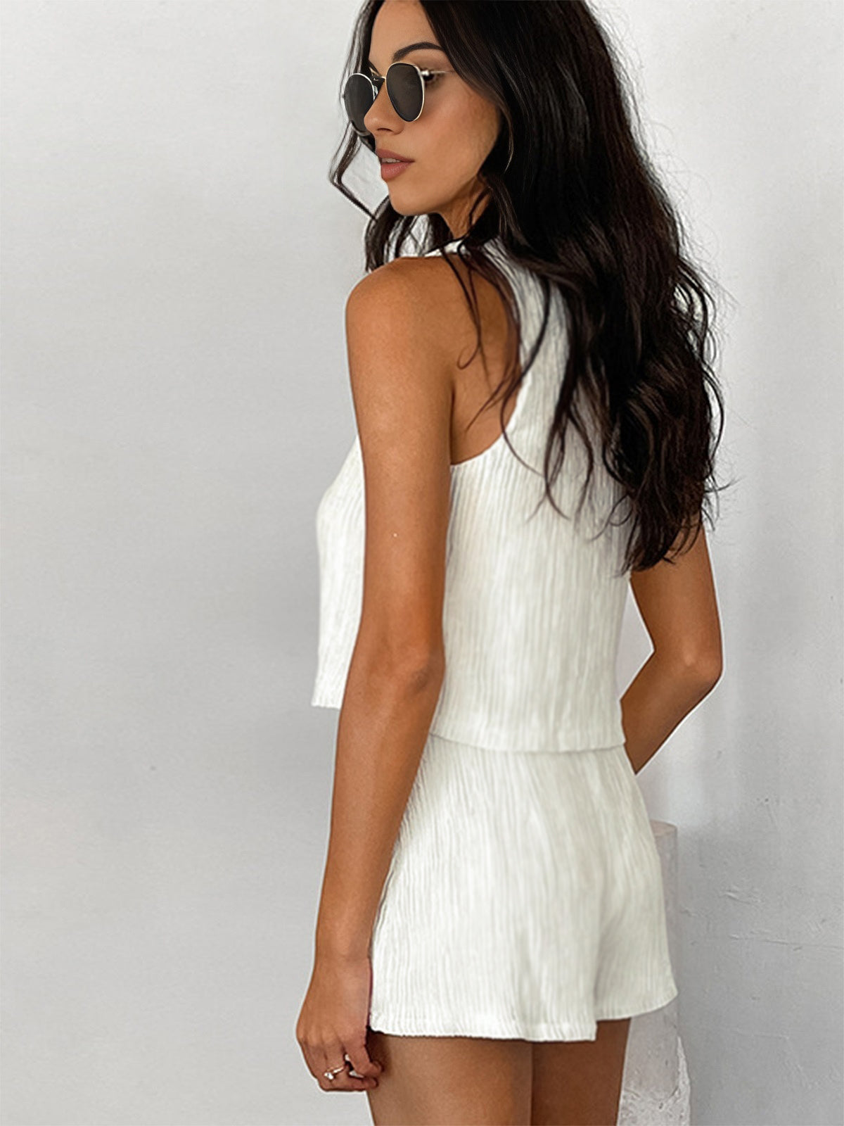 Tweedelige Strik Top & Short Set