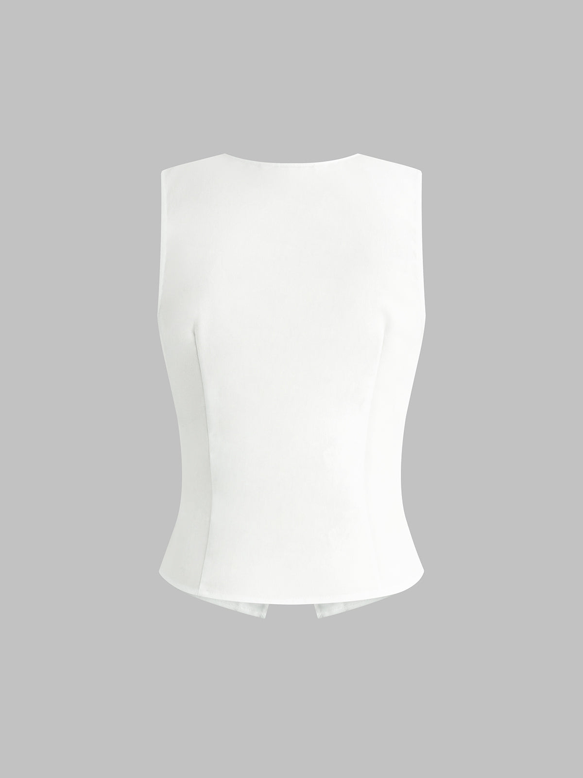 Linnen Blend Tanktop met Knoopsluiting