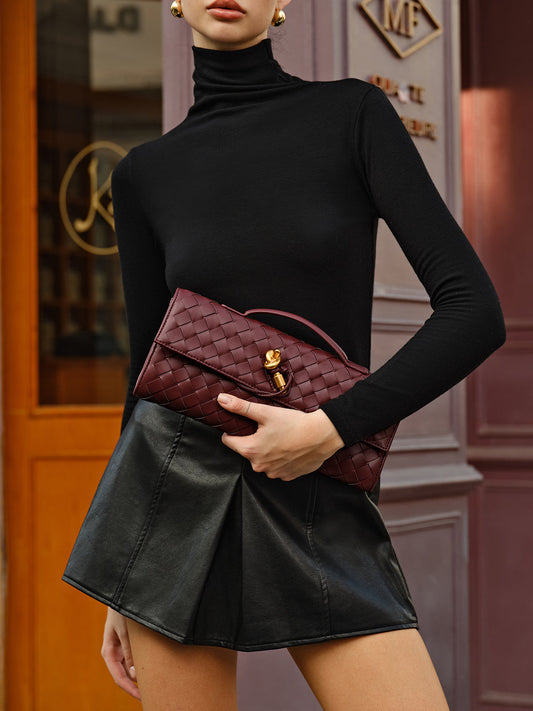 Gevlochten Flap Clutch Schoudertas Twee-in-één Design Voor