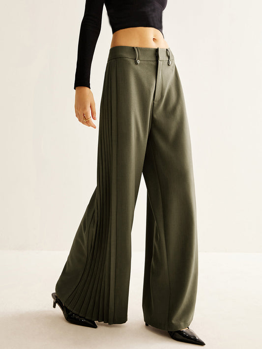 Wide Leg Broek met Zijplooien