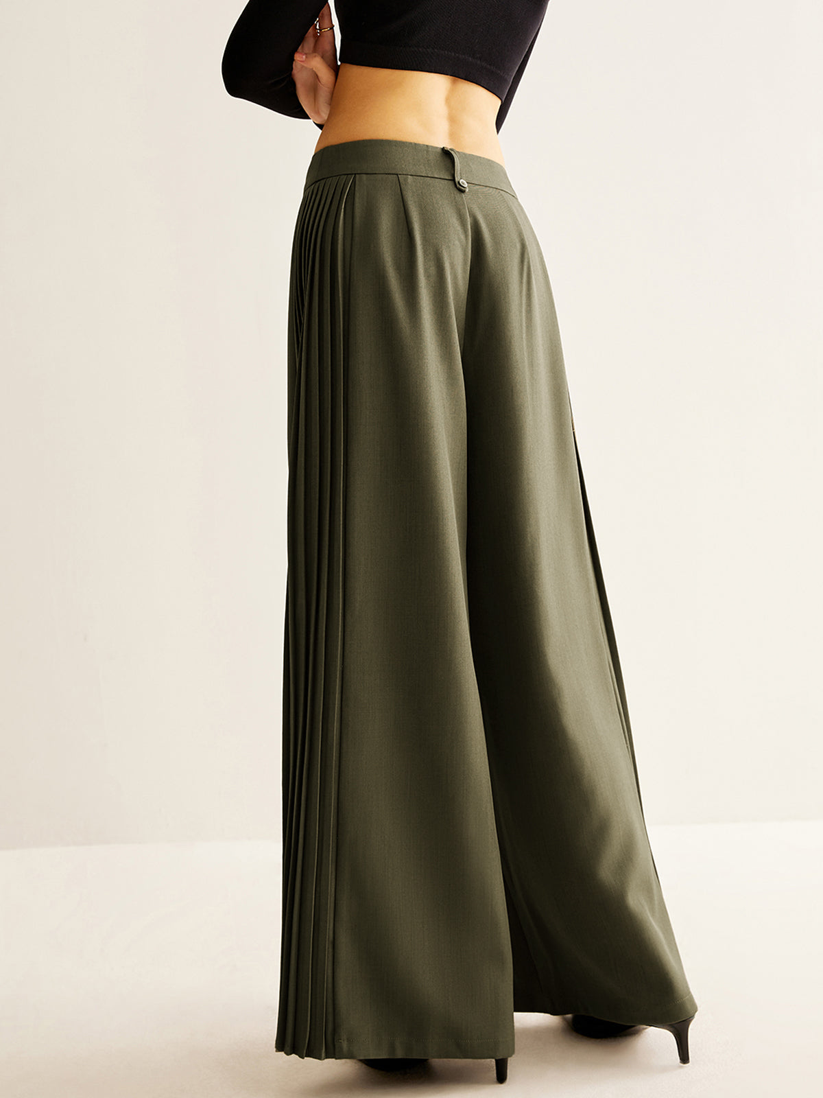 Wide Leg Broek met Zijplooien
