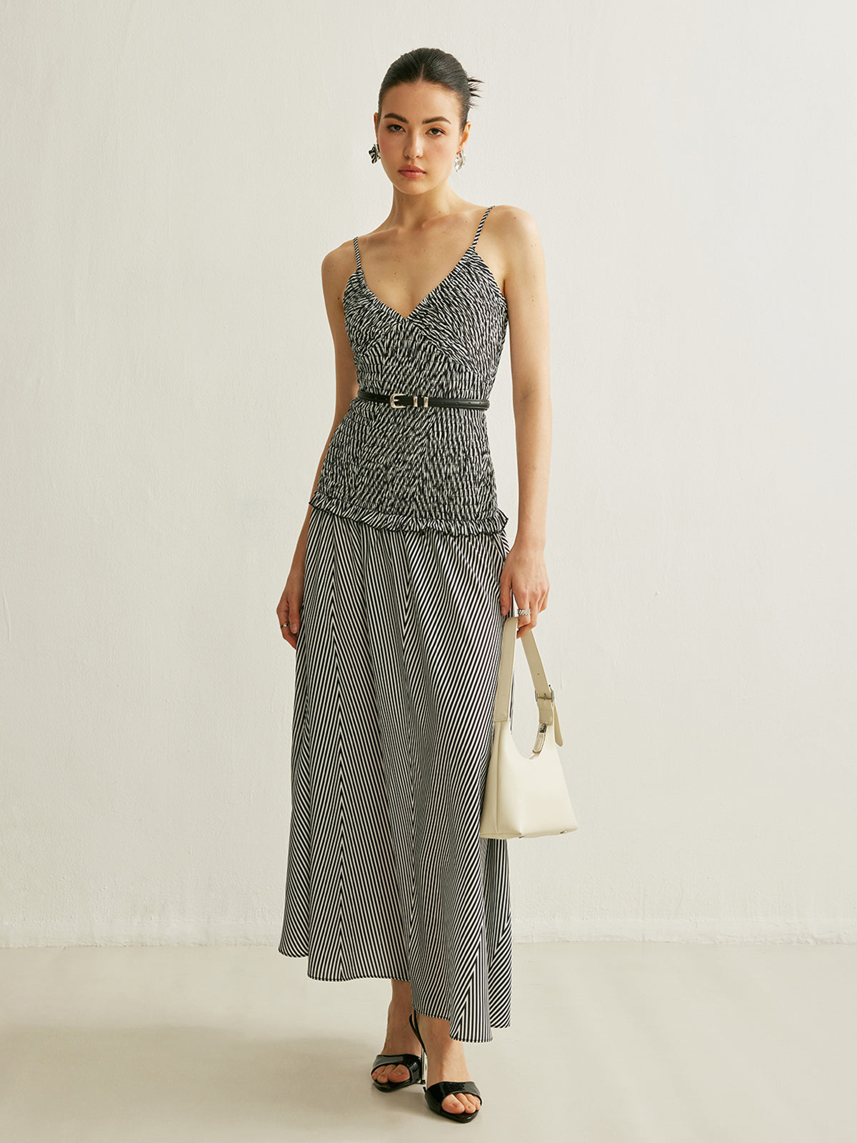 Maxi-jurk boho chic zomerjurk V-hals en ruches
