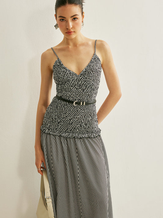 Maxi-jurk boho chic zomerjurk V-hals en ruches