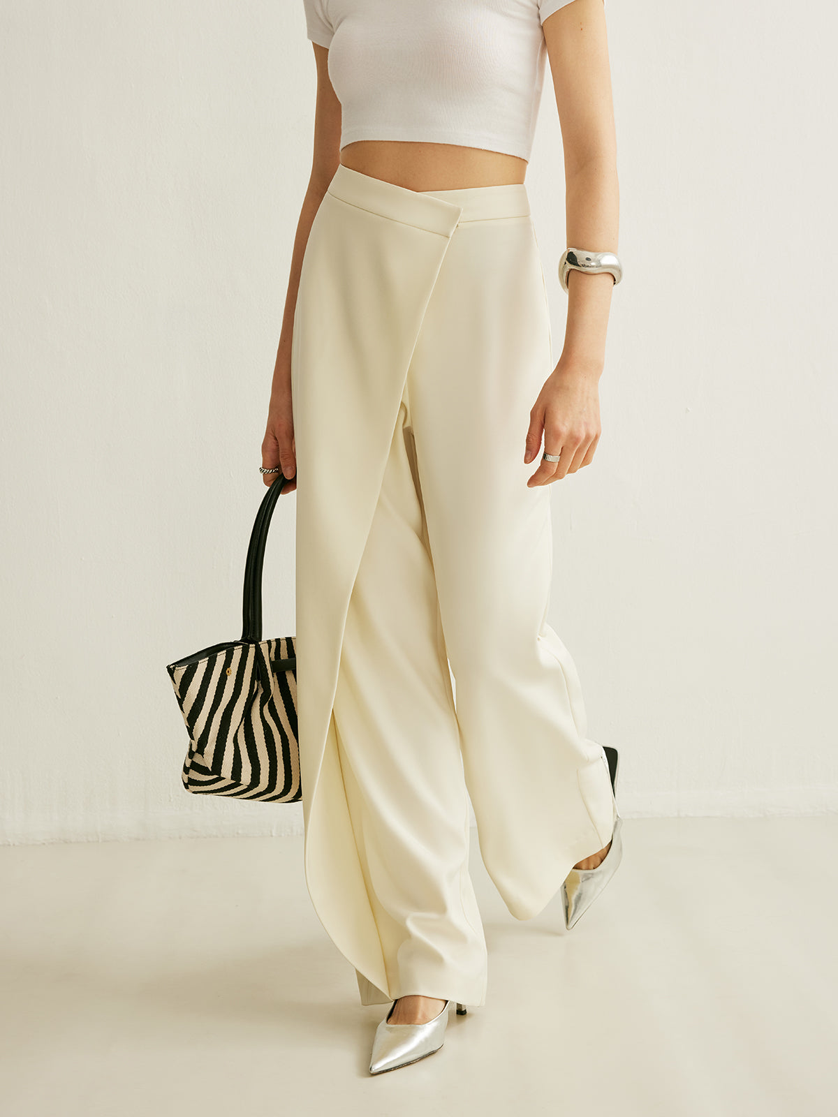 Asymmetrische Cross-Wrap High-Waist Broek