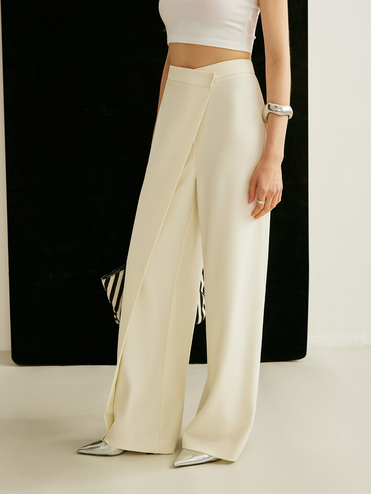 Asymmetrische Cross-Wrap High-Waist Broek