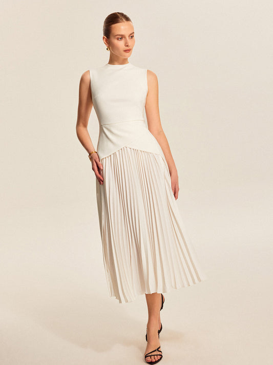 Ivory Grace Geplooide Midi Jurk