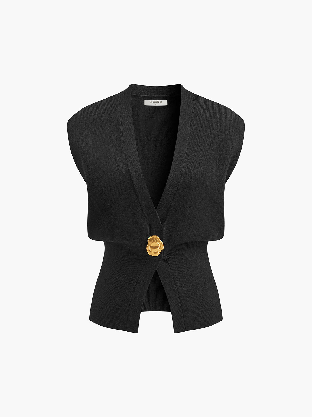 Gebreid Sweater Vest met V-Hals en Knoopdetails