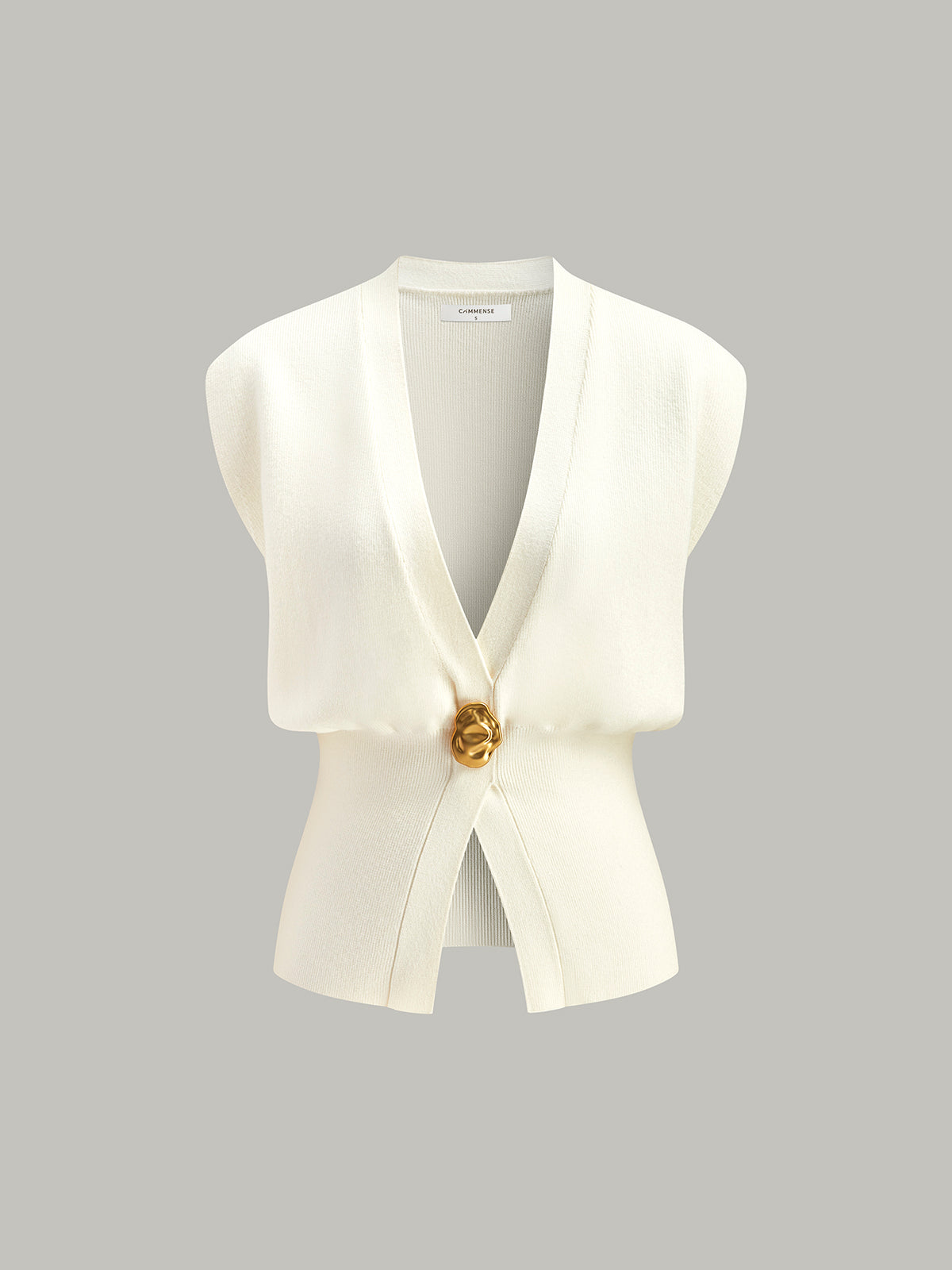 Gebreid Sweater Vest met V-Hals en Knoopdetails