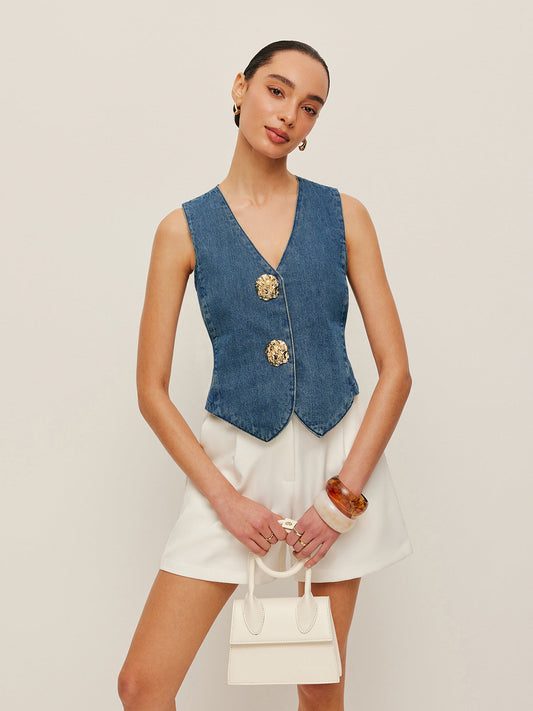 Spijker Gilet Zomer Fashion Modern Trendy Button-Down Vest Feestelijk