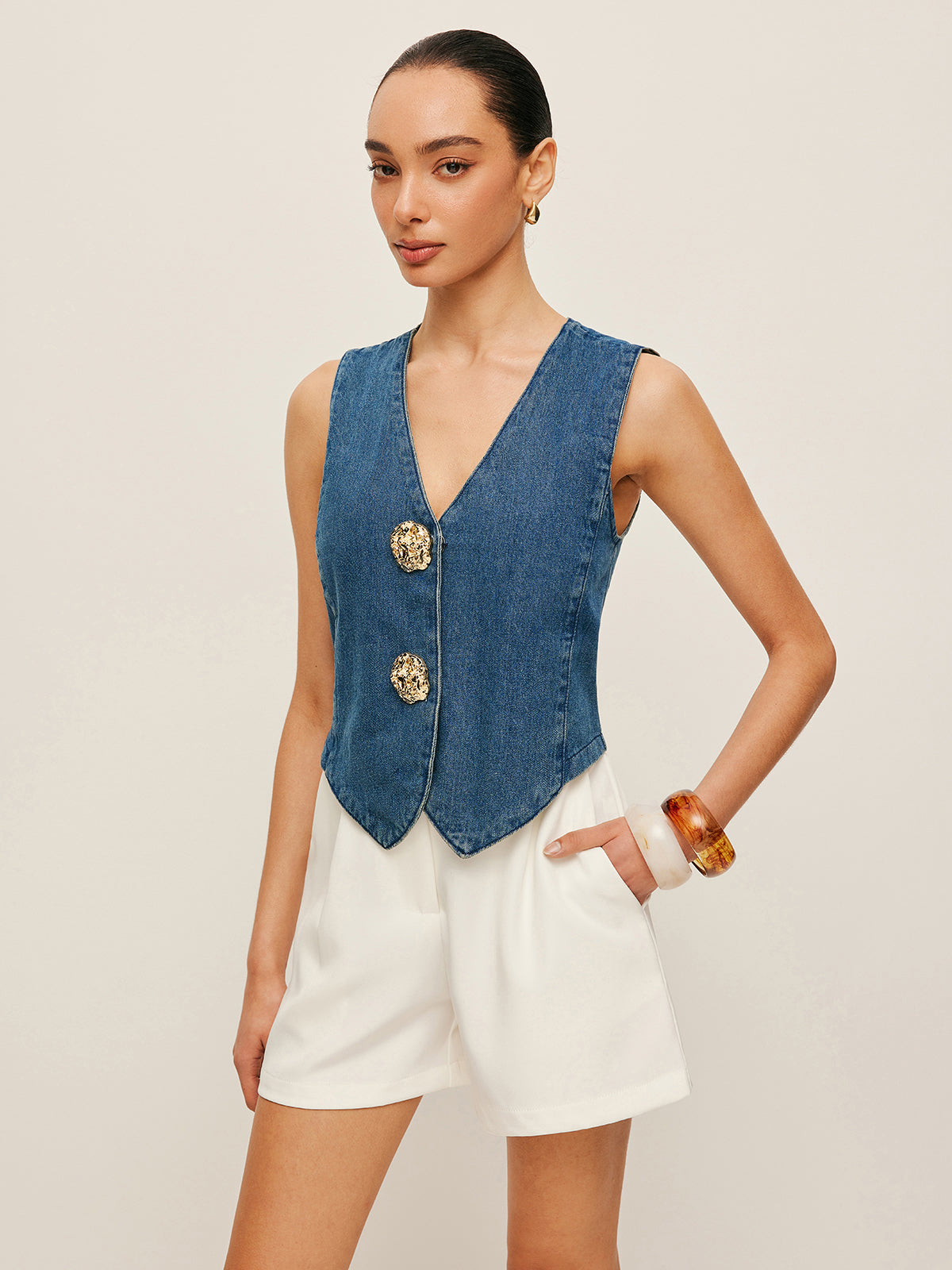 Spijker Gilet Zomer Fashion Modern Trendy Button-Down Vest Feestelijk