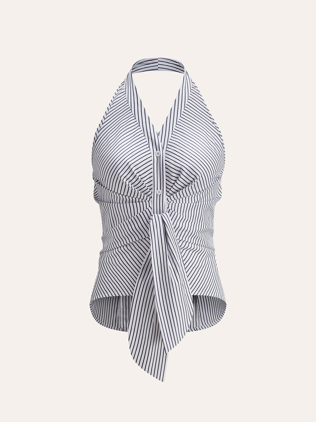 Gestreepte Halter Top met Striksluiting
