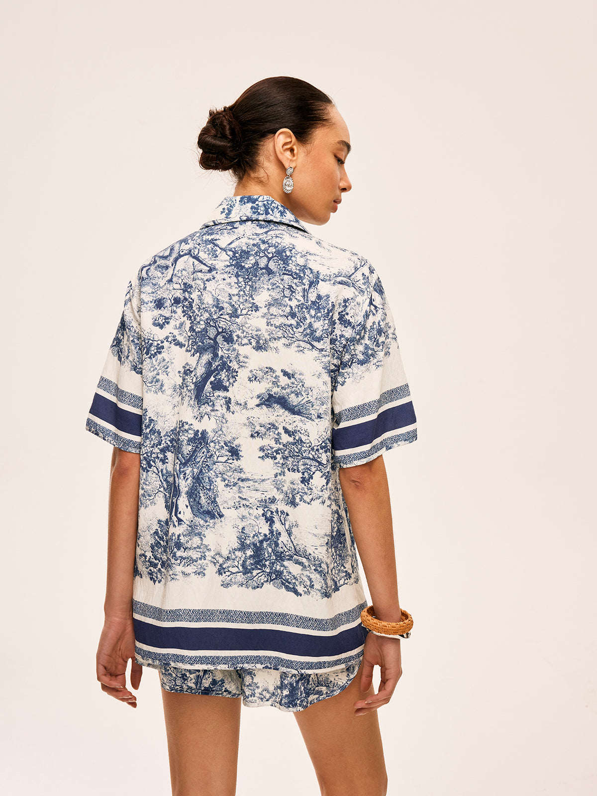 Bedrukte Shorts Set met Contrasterende Afwerking