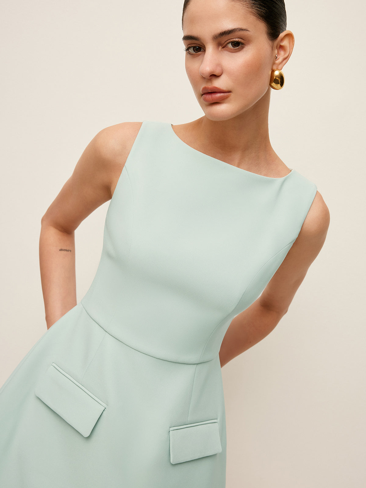 Mint Muse Getailleerde Mini Jurk
