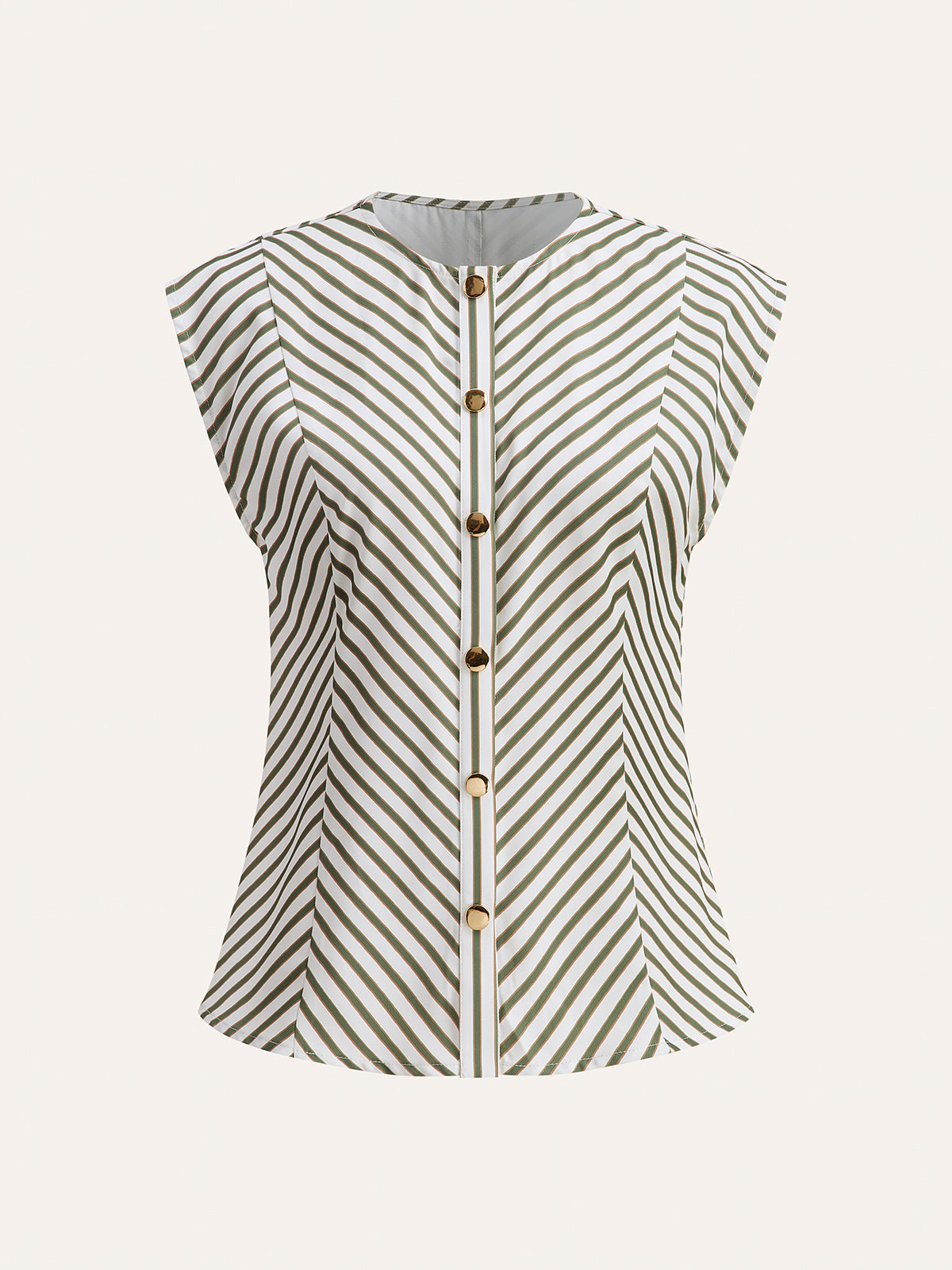 Shirt Top met metallic gestreepte ronde hals riem Geweven