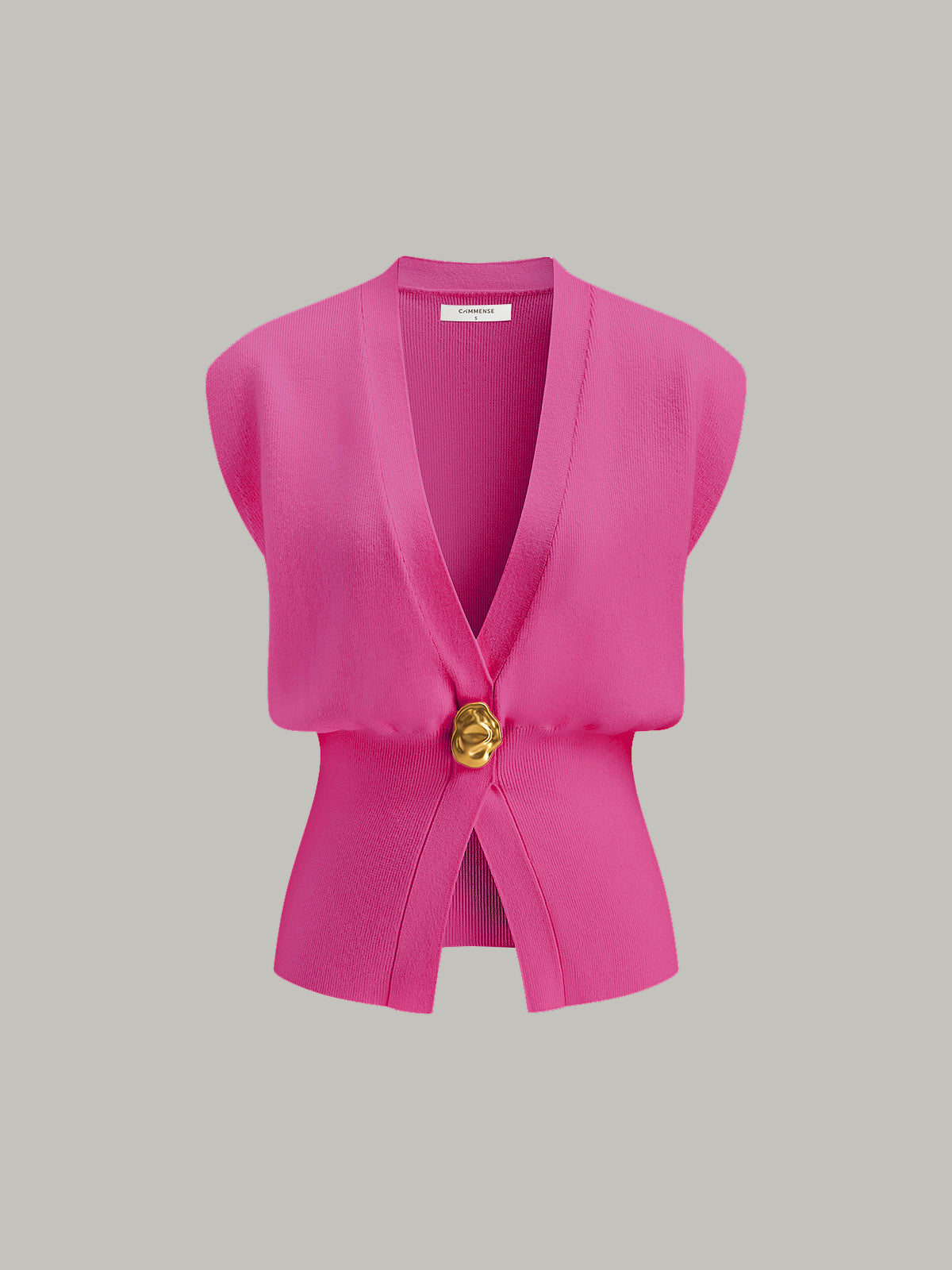 Gebreid Sweater Vest met V-Hals en Knoopdetails