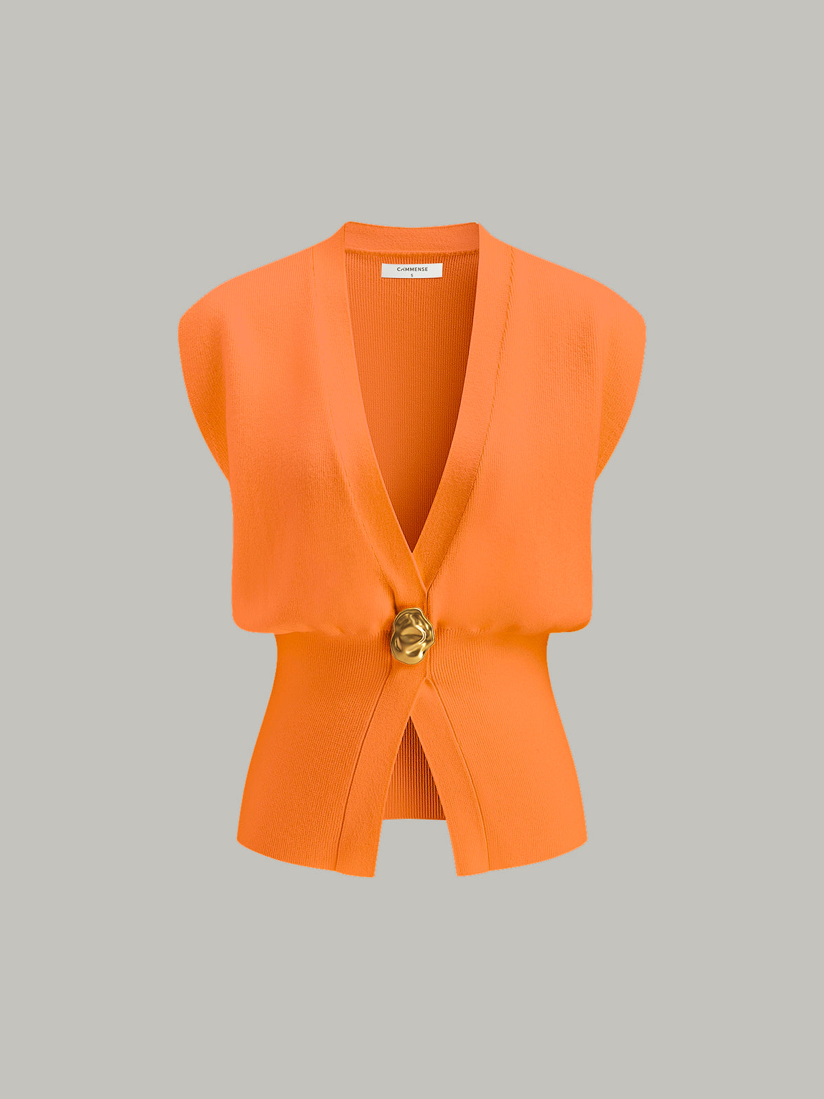 Gebreid Sweater Vest met V-Hals en Knoopdetails