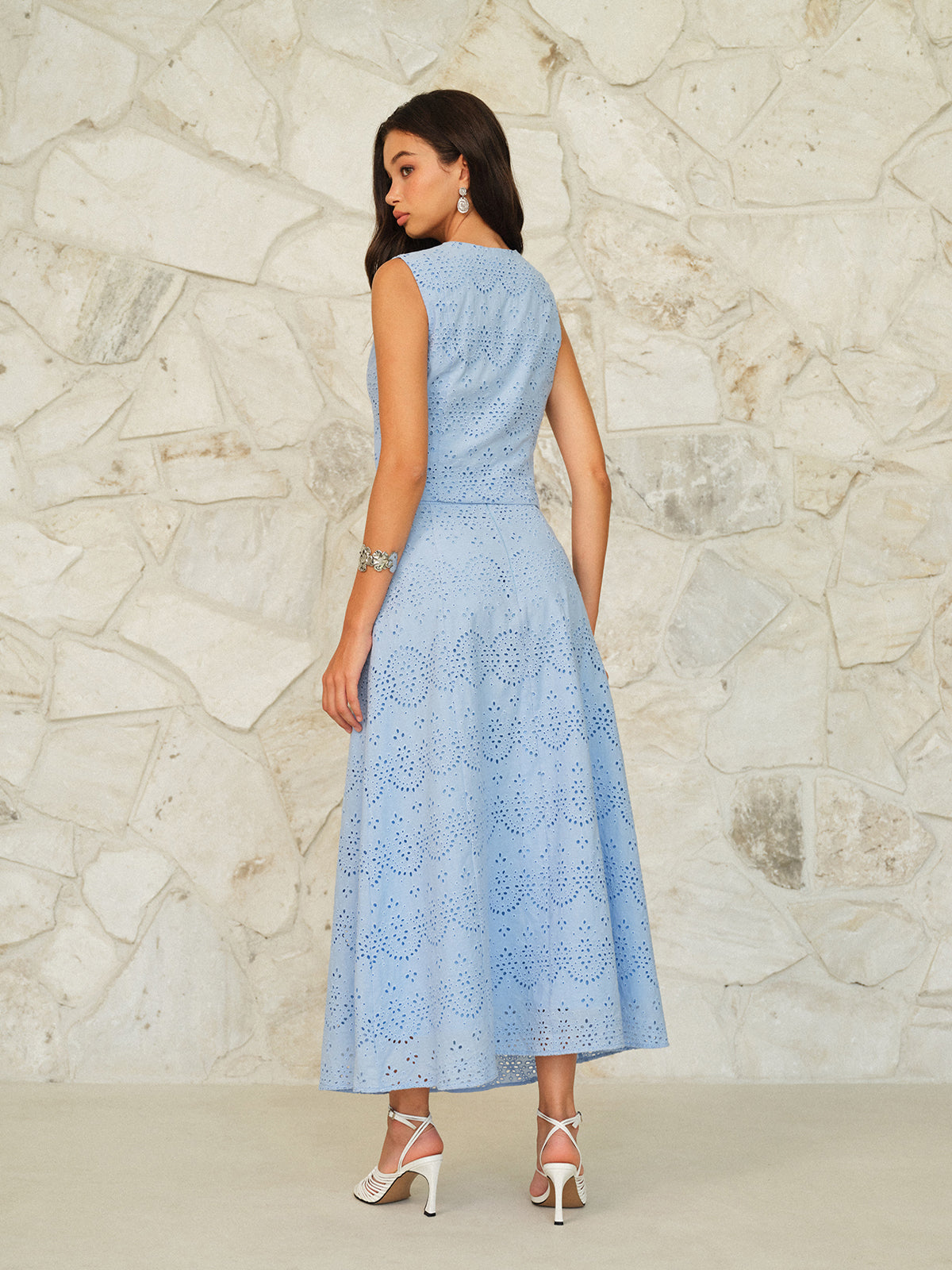 Katoenen Maxi Rok met Broderiepatroon