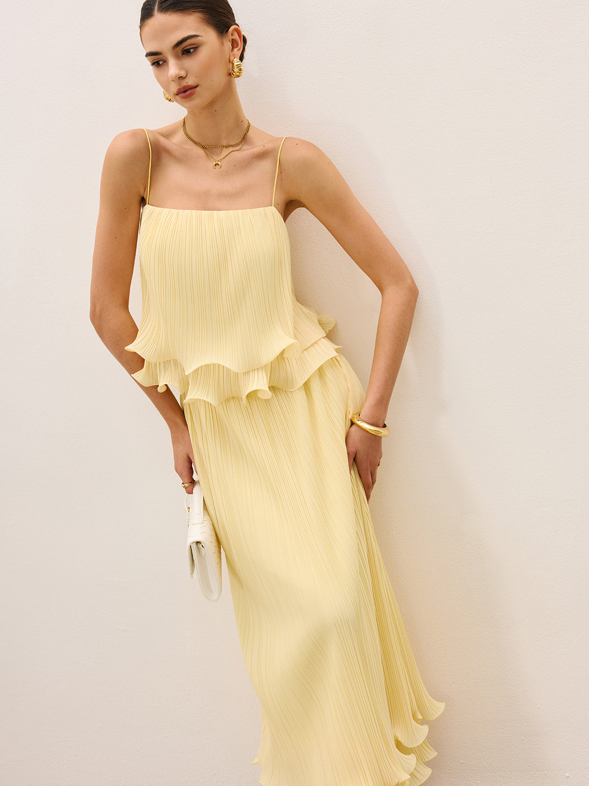 Geplooide Gelaagde Ruffle Rok Set