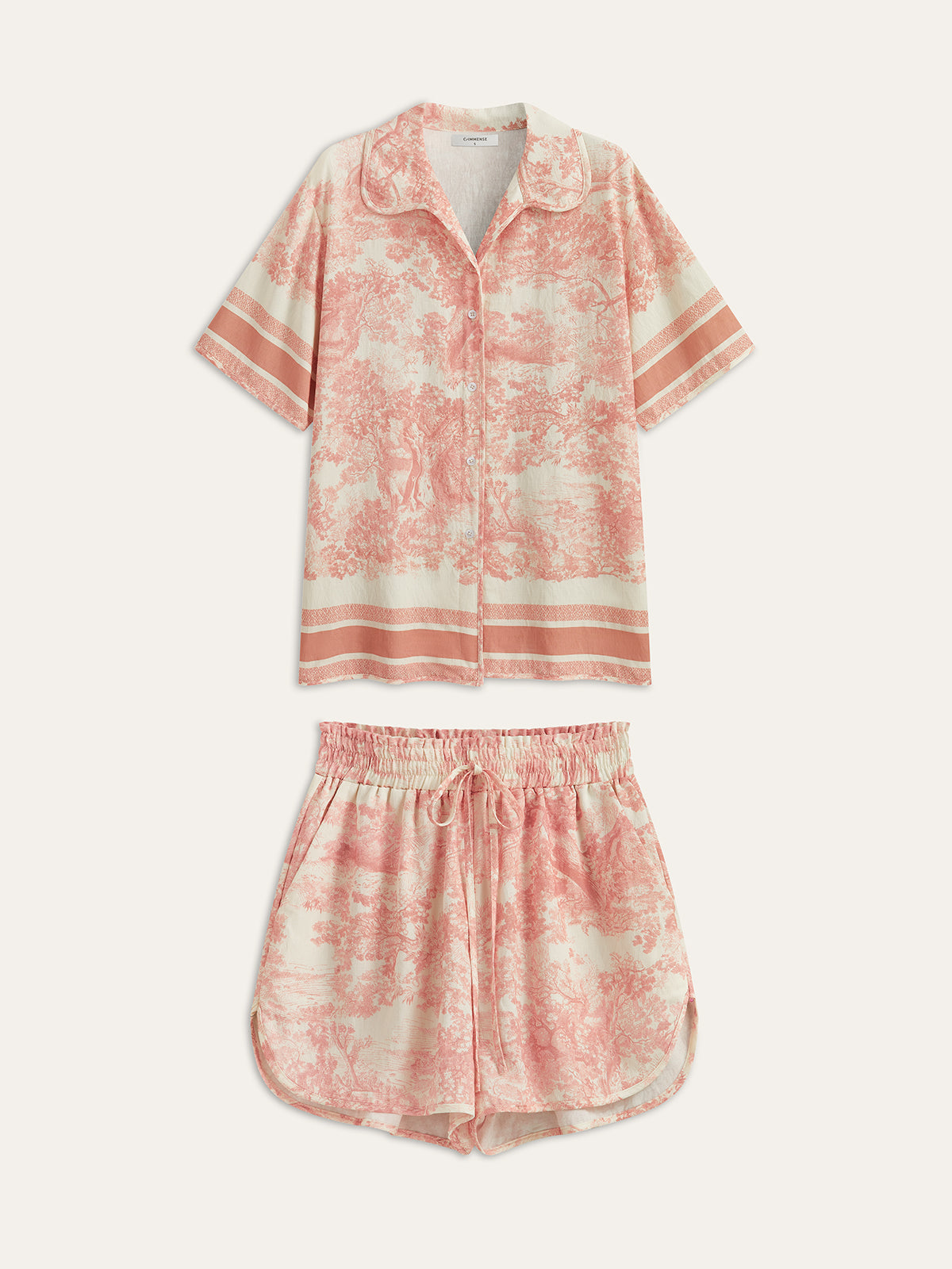 Bedrukte Shorts Set met Contrasterende Afwerking