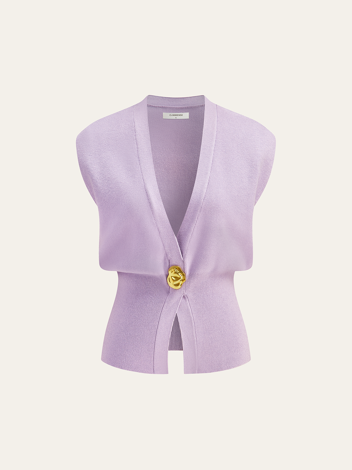 Gebreid Sweater Vest met V-Hals en Knoopdetails