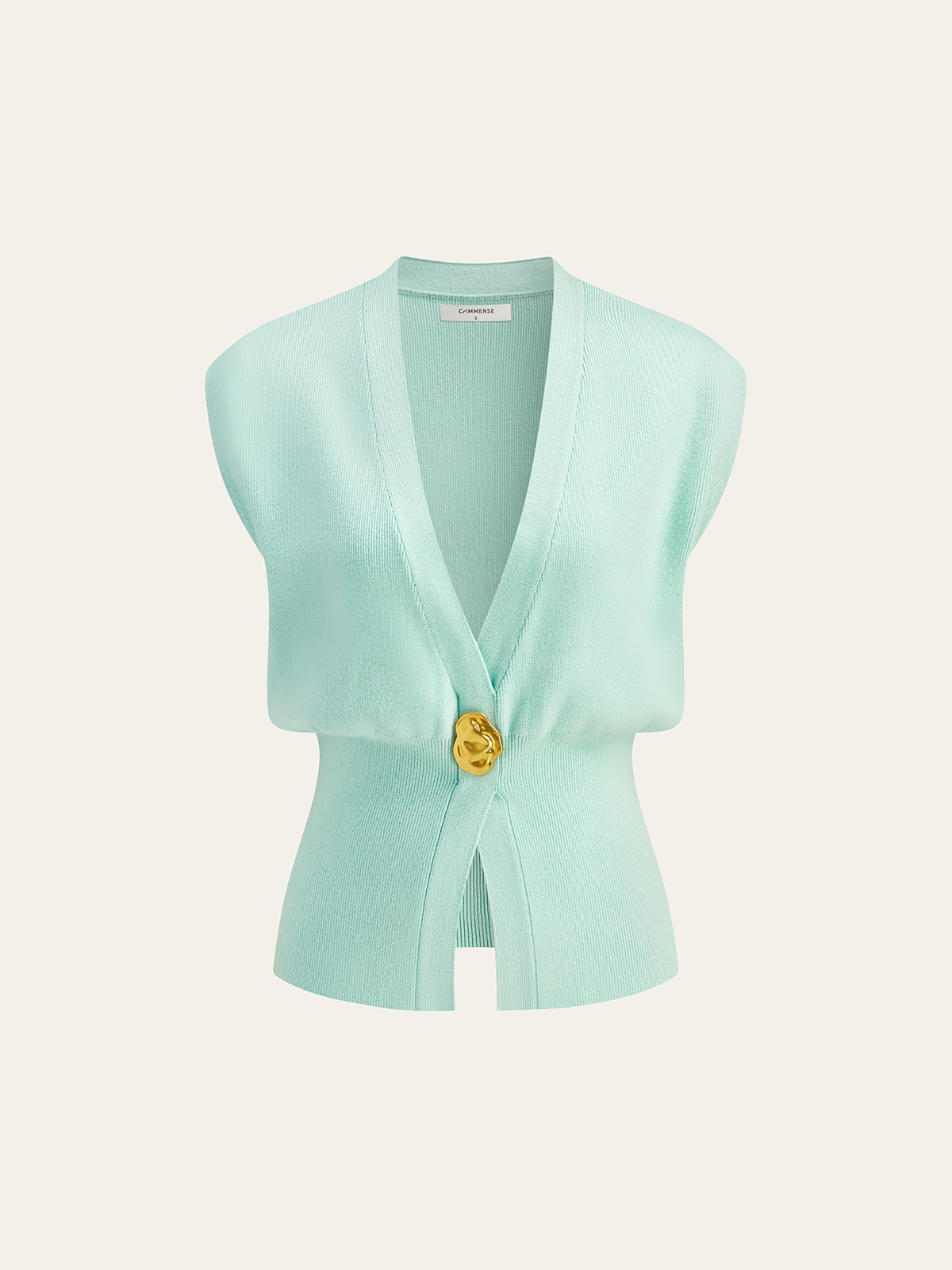 Gebreid Sweater Vest met V-Hals en Knoopdetails