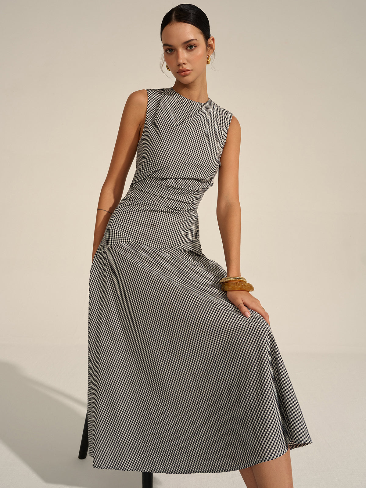 Milano Elegant Midi Jurk met Tailleplooien