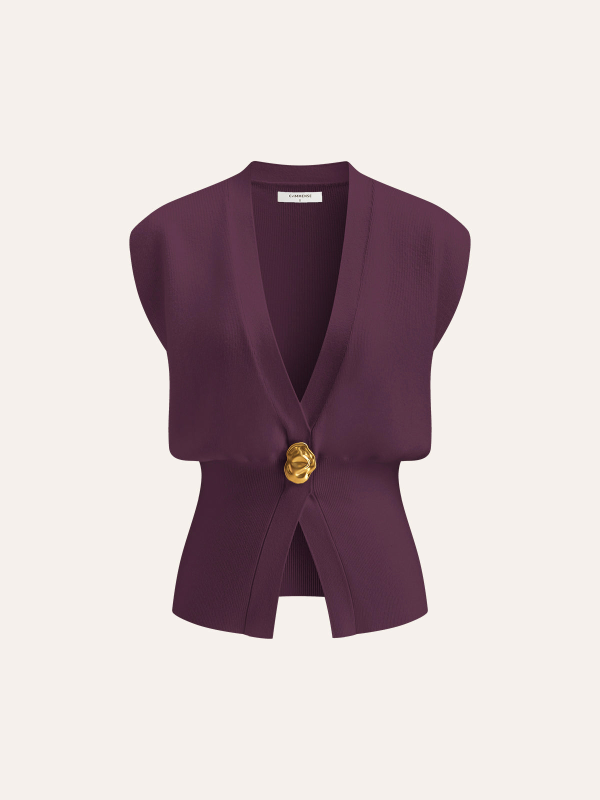 Gebreid Sweater Vest met V-Hals en Knoopdetails