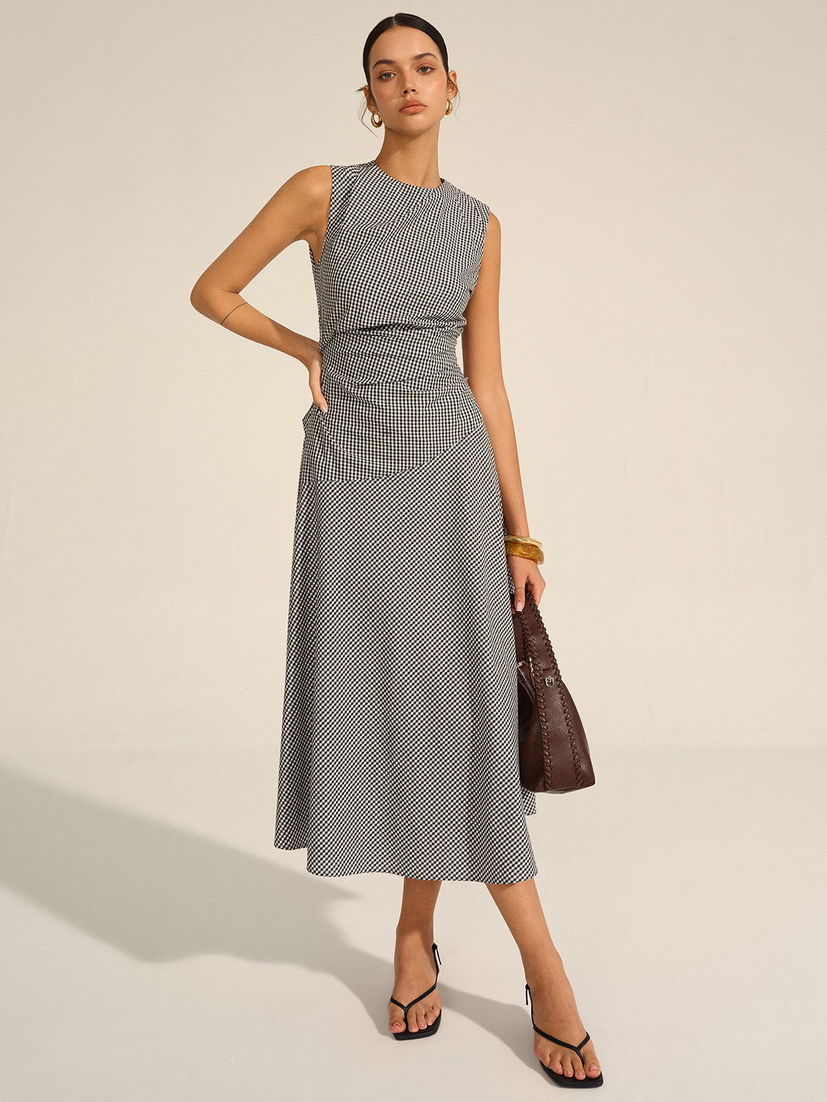 Milano Elegant Midi Jurk met Tailleplooien