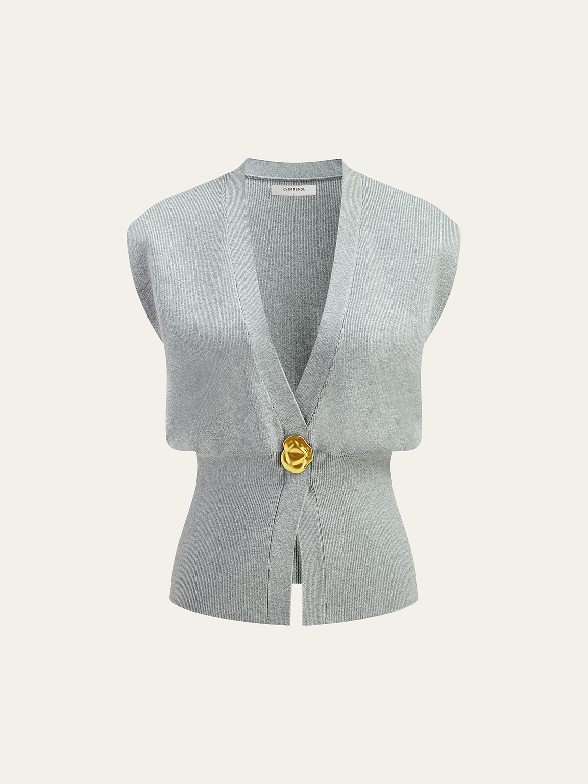 Gebreid Sweater Vest met V-Hals en Knoopdetails
