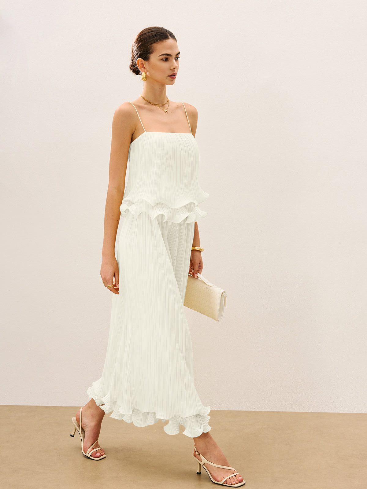 Geplooide Gelaagde Ruffle Rok Set