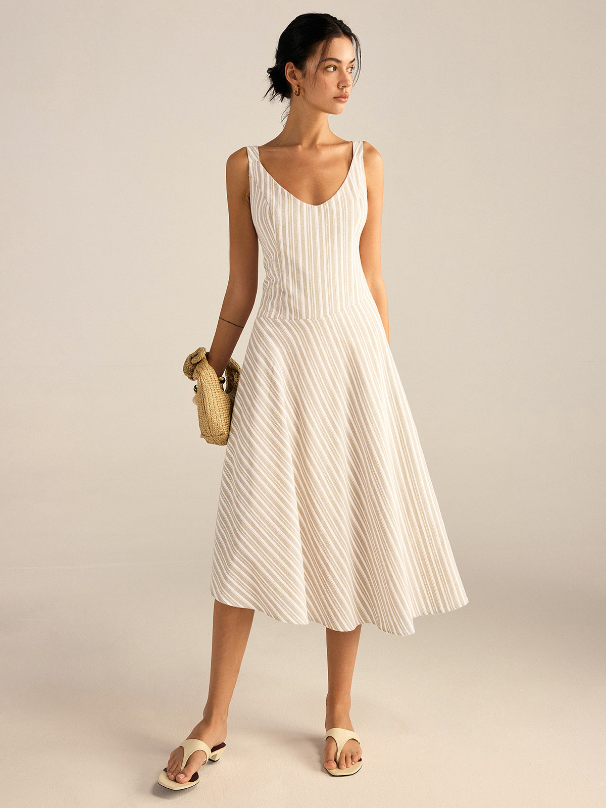 Midi Jurk Gestreept Asymmetrische Zoom Zomer Fashion Elegant Feest