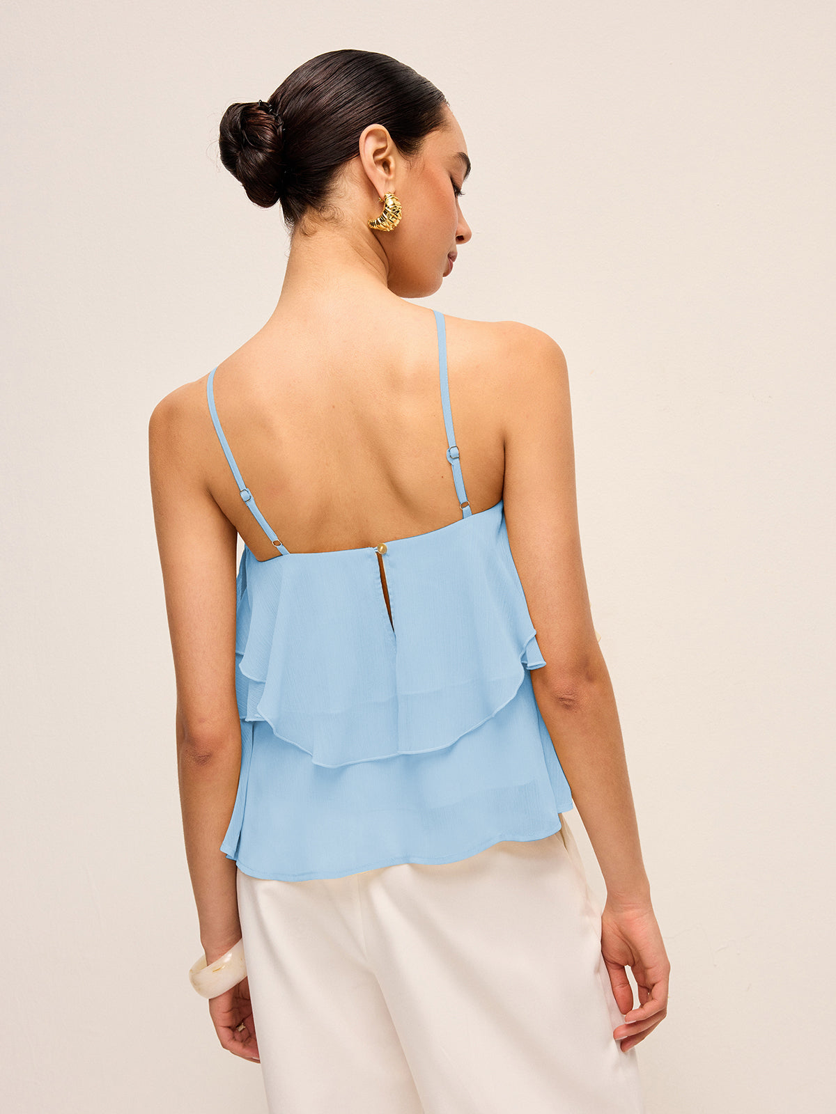 Halter Top Bloemen Volant Zomer Casual Feestelijk Lichtgewicht