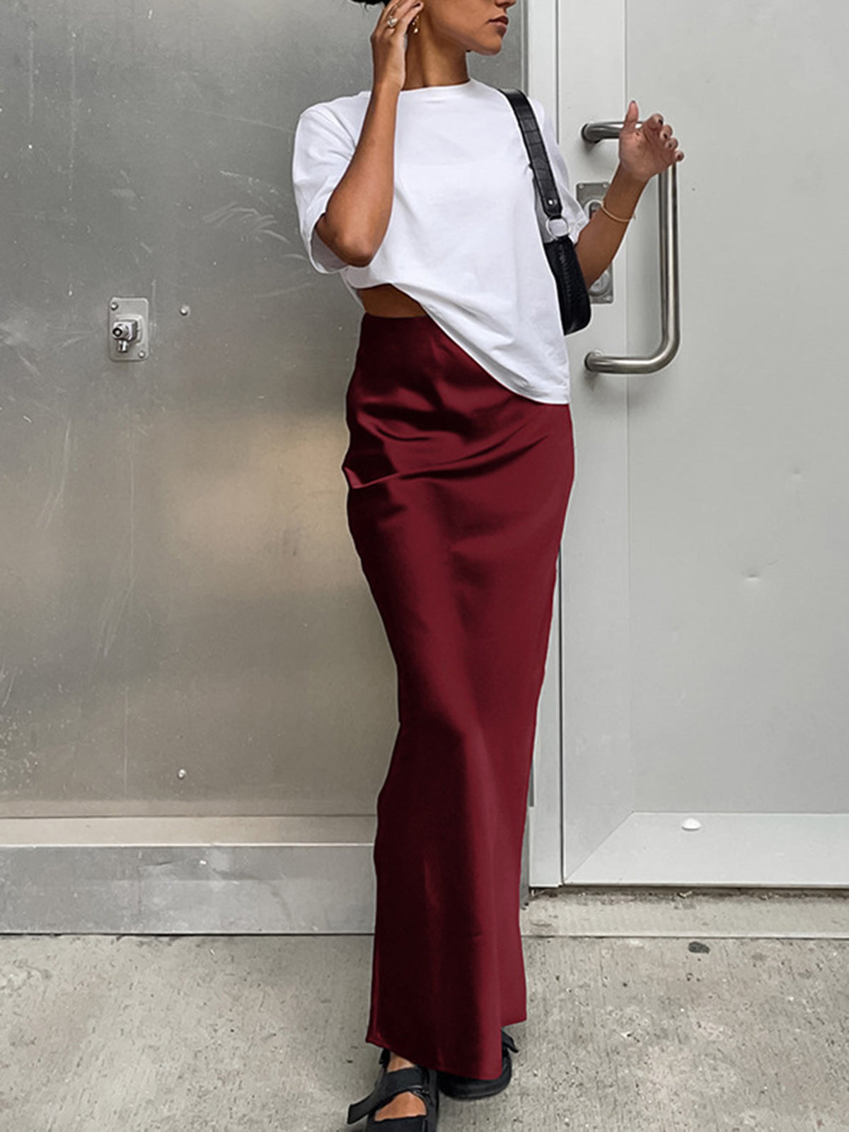 Satijnen Utility Maxi Rok