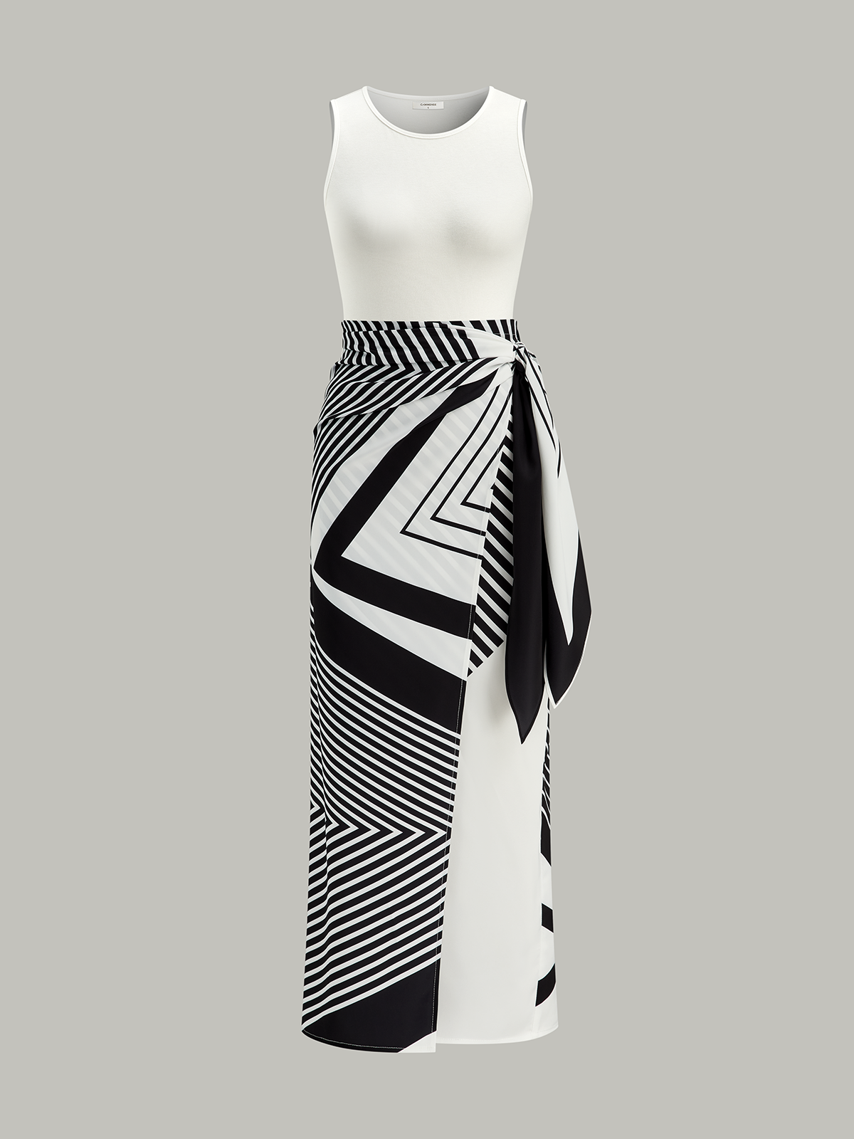 Mouwloze Top & Print Overslagrok Set