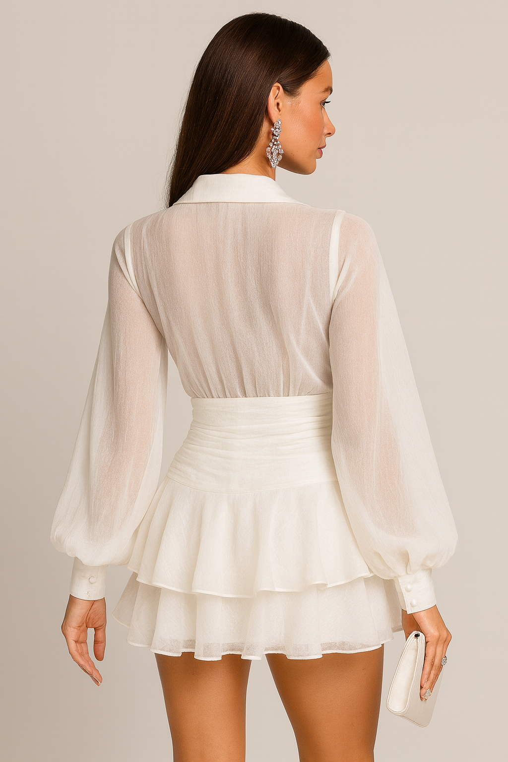 Laure – Ivory Ruffle Elegance Jurk