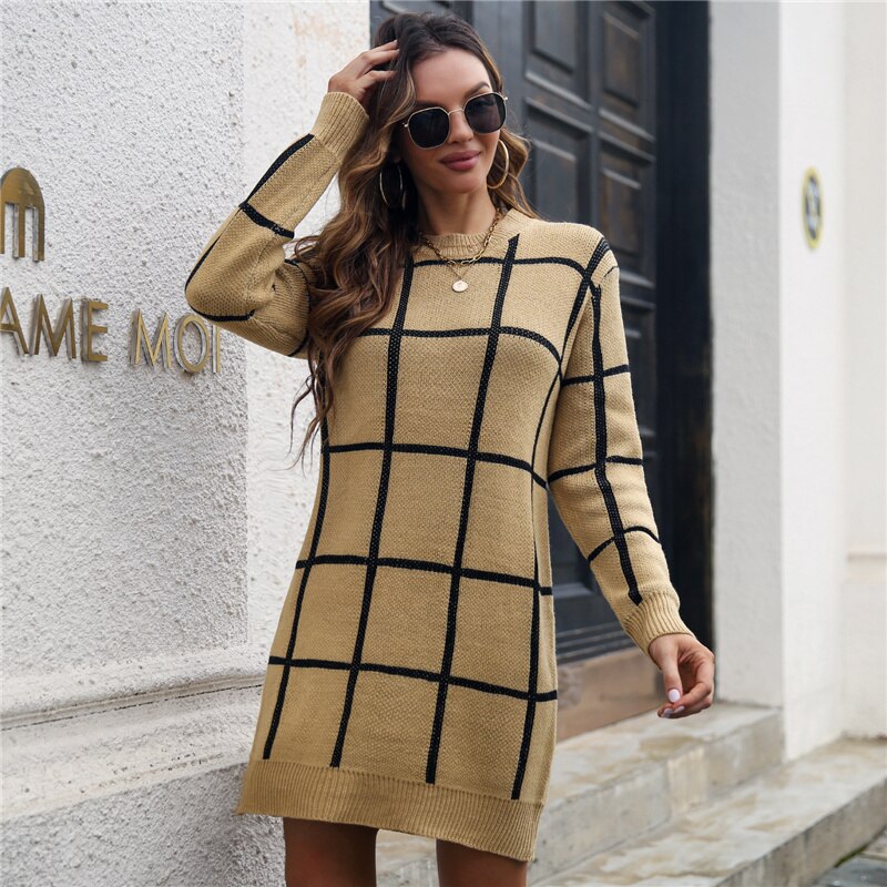 Laure Atelier – Grid Chic Sweaterdress