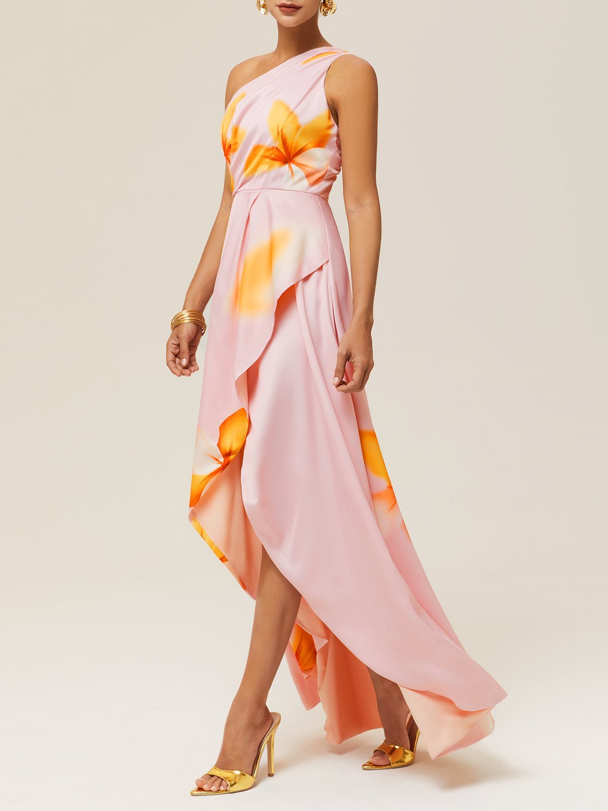 Laure Atelier – Sunset Bloom One-Shoulder Maxi Dress