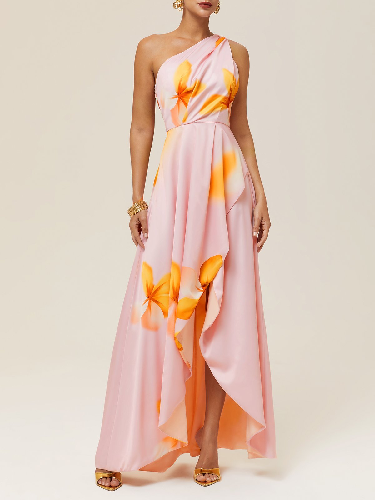 Laure Atelier – Sunset Bloom One-Shoulder Maxi Dress