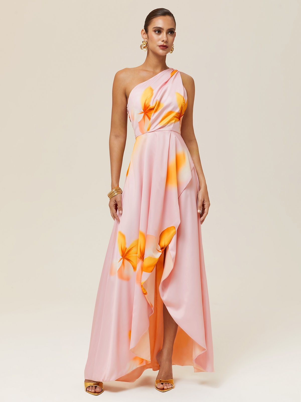 Laure Atelier – Sunset Bloom One-Shoulder Maxi Dress