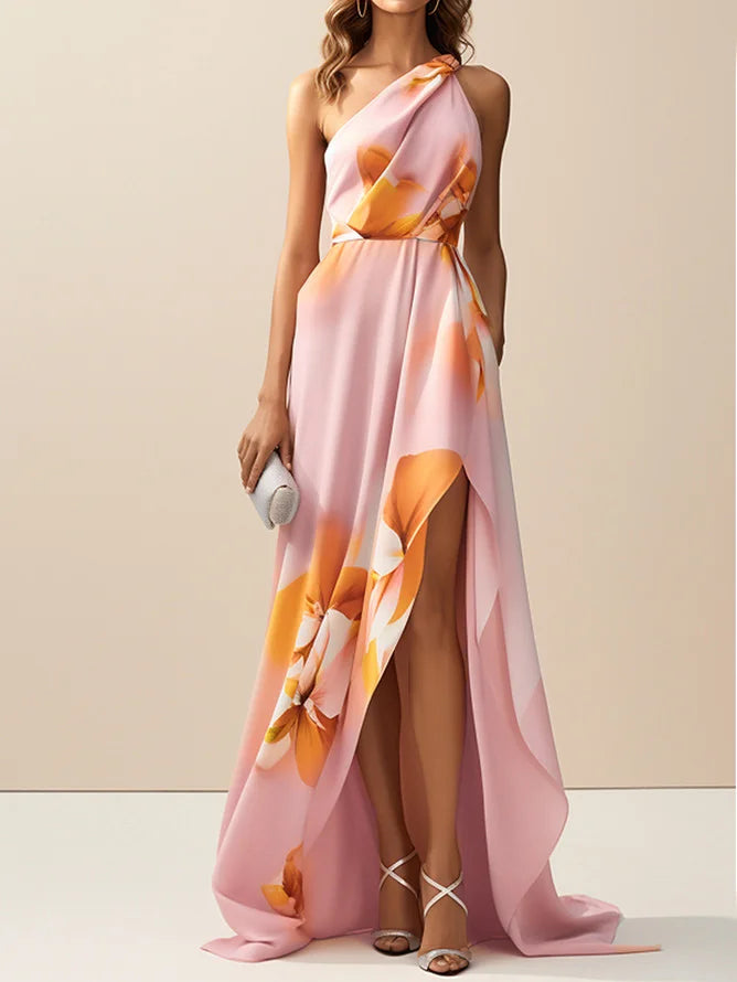 Laure Atelier – Sunset Bloom One-Shoulder Maxi Dress